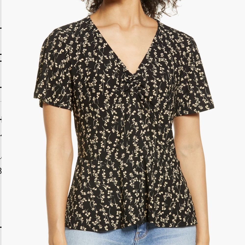 Halogen cinch front peplum top